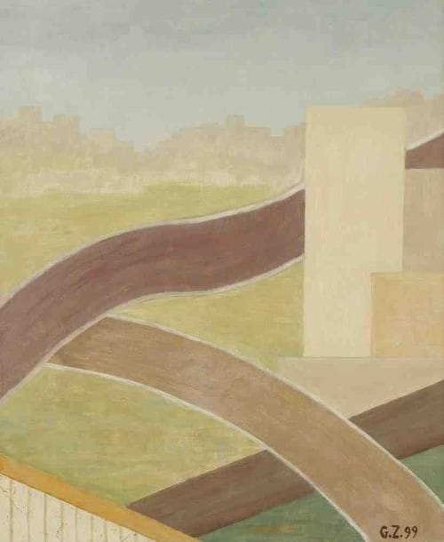 Geneviève ZONDERVAN (née en 1922)
Autoroutes III, 1999 Huile sur toile. Monogrammée et datée en bas à droite. 46 x 38 cm