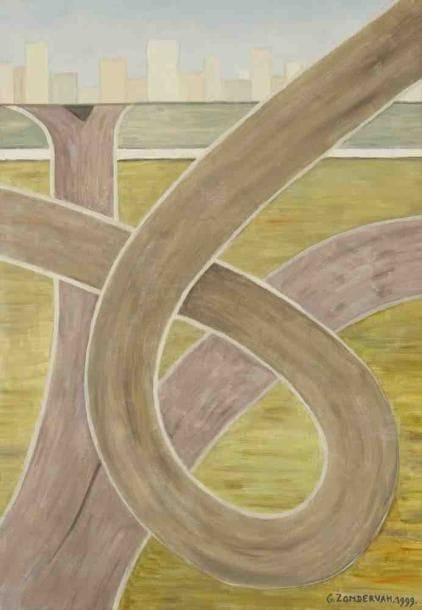 Geneviève ZONDERVAN (née en 1922)
Autoroutes, 1999 Huile sur toile. Signée et datée en bas à droite. 65 x 46 cm