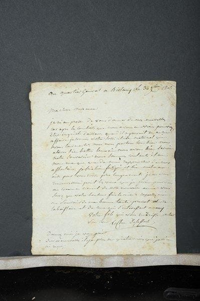 Famille DAVOUT. 30 L.A.S., 1802-1838.Henri Davout (1788-1856, capitaine de hussards), à son cousin germain le général Davout (1802), parlant de son « papa », de ses cousins Alexandre et Julie Davout, et de la nomination de Davout au commandement de l’infanterie de la Garde des Consuls. Jean-Louis, comte Leclerc (1767-1821, officier de cavalerie, homme politique et préfet) : 2 à sa mère Mme Jean-Paul Leclerc, 1 à son beau-frère le maréchal Davout. Nicolas, comte Leclerc des Essarts (1770-1820, général) : 2 à sa mère Mme Jean-Paul Leclerc : Q.G. de Bielany (Pologne) 30 décembre 1806, à propos de la bataille de Golymin : « nous avons bien battu l’ennemi nous avons bien servi notre souverain » ; Paris 6 novembre 1814, parlant de la situation du maréchal. Plus 4 de sa femme Alexandrine comtesse Leclerc : une à sa belle-sœur la maréchale Davout (1818), et 3 à sa belle-mère Mme Jean-Paul Leclerc. Alire Parisot, Mme Alexandre Davout (1786-1856) : 2 à son beau-frère le maréchal Davout, et 7 à sa belle-sœur la maréchale, 1823-1844. Hélène Davout, générale Louis-François Coutard (1775-1835) : 12, à ses cousins le maréchal Davout (3) ou la maréchale (9), vers 1811-1814. Césarine Davout, Mme Pierre-Nicolas de Vaudrimey (1768-1838), à son cousin le maréchal Davout, parlant de l’extinction du « dernier chef de notre nom » (vers 1811). Charles de Vaudrimey Davout de Capellis (1802-1861, général, fils de la précédente) : 2 à la maréchale Davout (1837-1838).