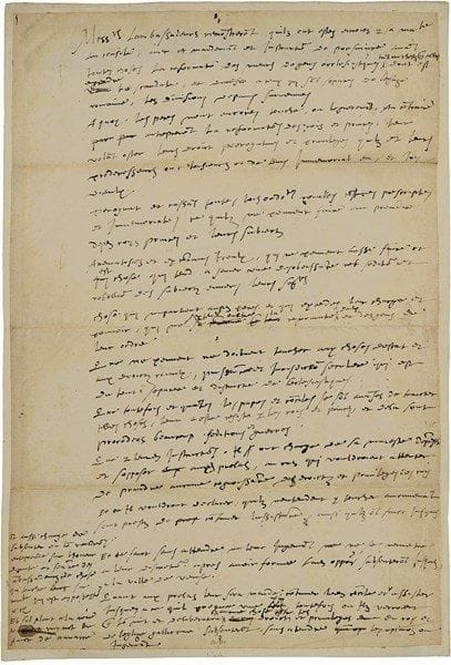 Michel de L’HOSPITAL (1507-1573) chancelier de France. Manuscrit autographe, minute d’instructions pour les ambassadeurs, [1560-1561 ?] ; 1 page in-fol. avec transcription jointe (portrait gravé joint).Très intéressant document historique, instruction pour les ambassadeurs envoyés au Concile de Trente, sur les dispositions de la France à l’égard du Concile. Les ambassadeurs « remsontreront quilz ont estez envoiez par Sa maté au consile, avec mandement et instruction de poursuivre avant toutes choses la reformation des meurs de gens ecclesiastiques tant an chefz que autres dont est engendré le scandale, à ceux qui se sont separez de l’églize ». La mission des ambassadeurs est de s’opposer à toute ingérence du Concile dans les affaires d’État, qui voudrait enlever aux rois et princes « leurs droict prerogatives et privileges », ainsi qu’à tout ce qui pourrait « semer vices desobeissance sedition et rebellion des subjectz envers leurs seigneurs ». Les prélats assemblés « ne peuvent ne doibvent toucher aux choses destat et aux droictz roiaulx, puissance et jurisdiction seculiere qui est du tout separée et distincte de leclesiastique. […] toutefois et quantes les papes et consiles se sont avansés de traicter telles choses, leur a esté resisté par les rois et princes, et dela sont procedées beaucoup seditions et guerres ». Les ambassadeurs ont l’ordre de se retirer immédiatement après avoir formulé leur opposition à ce sujet, et « sabsenteront jusques à la ville de Venise ». Quant aux prélats (français), ils pourront rester jusqu’à la fin ; mais ils devraient se retirer si l’on mettait « en deliberation aucune chose contre les droictz et privileges du roy et de l’eglise gallicanne ». Enfin « s’il plait à la roine [on] touchera; ung mot du faict de Navarre »… [Le concile de Trente prit fin le 4 décembre 1593 ; l’année suivante, à l’instigation de Michel de L’Hospital, le Parlement interdit la publication des décisions du Concile, qui avait passé outre à l’opposition exprim