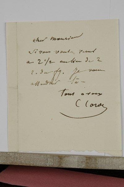 Camille COROT (1796-1875). L.A.S. ; 1 page in-12.« Si vous voulez venir à 2 1/2 au lieu de 2 r. du fg. Je vous attendrai là »...