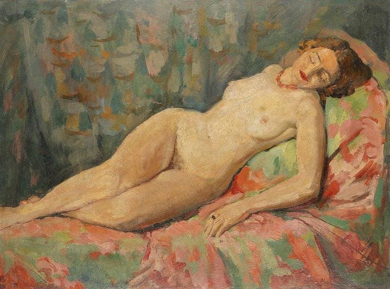 Pierre VALADE (1909 - 1971)
Femme nue étendue. Huile sur panneau. Signée en bas à gauche. 45 x 60 cm