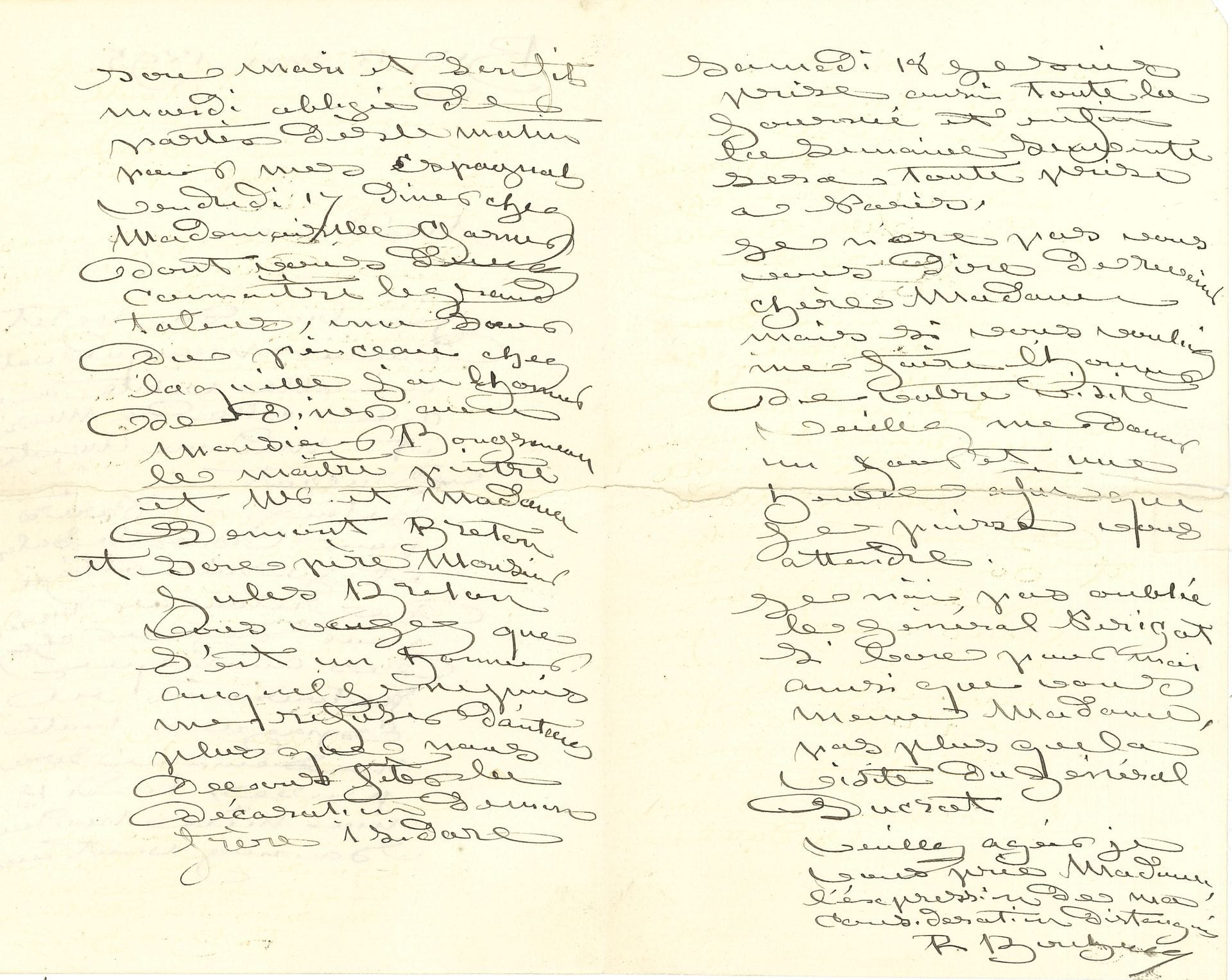 Rosa BONHEUR (1822-1899) painter. L.A.S., By May 12, 1895, to General Perigot in Melun; 3pages in-8 (split in two and repaired), envelope.
She regrets having missed her visit, as well as that of Mme Auguste Ducrot; she was in Paris to visit the Salon. She was busy all week, and dined on the 17th at Mlle Garner's, "my sister of the brush", with the "master painter" Bouguereau, Mme Demont-Breton and her father Jules Breton, to "celebrate the decoration of my brother Isidore"... Enclosed is an autographed carte de visite with envelope to the same.