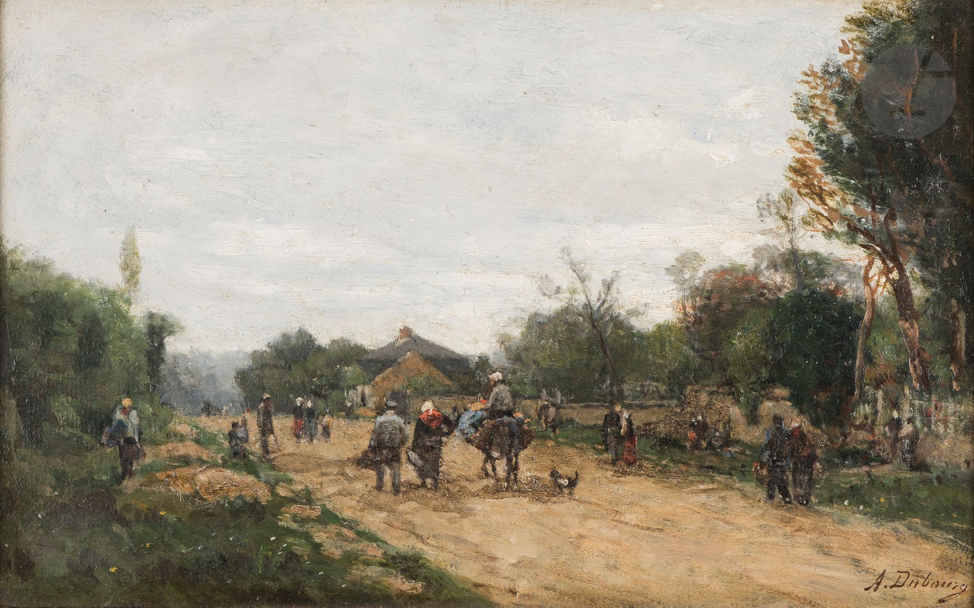 Alexandre DUBOURG (1825-1891)
L'Entrée du village
Huile sur panneau.
Signée en bas à droite.
20 x 31 cm