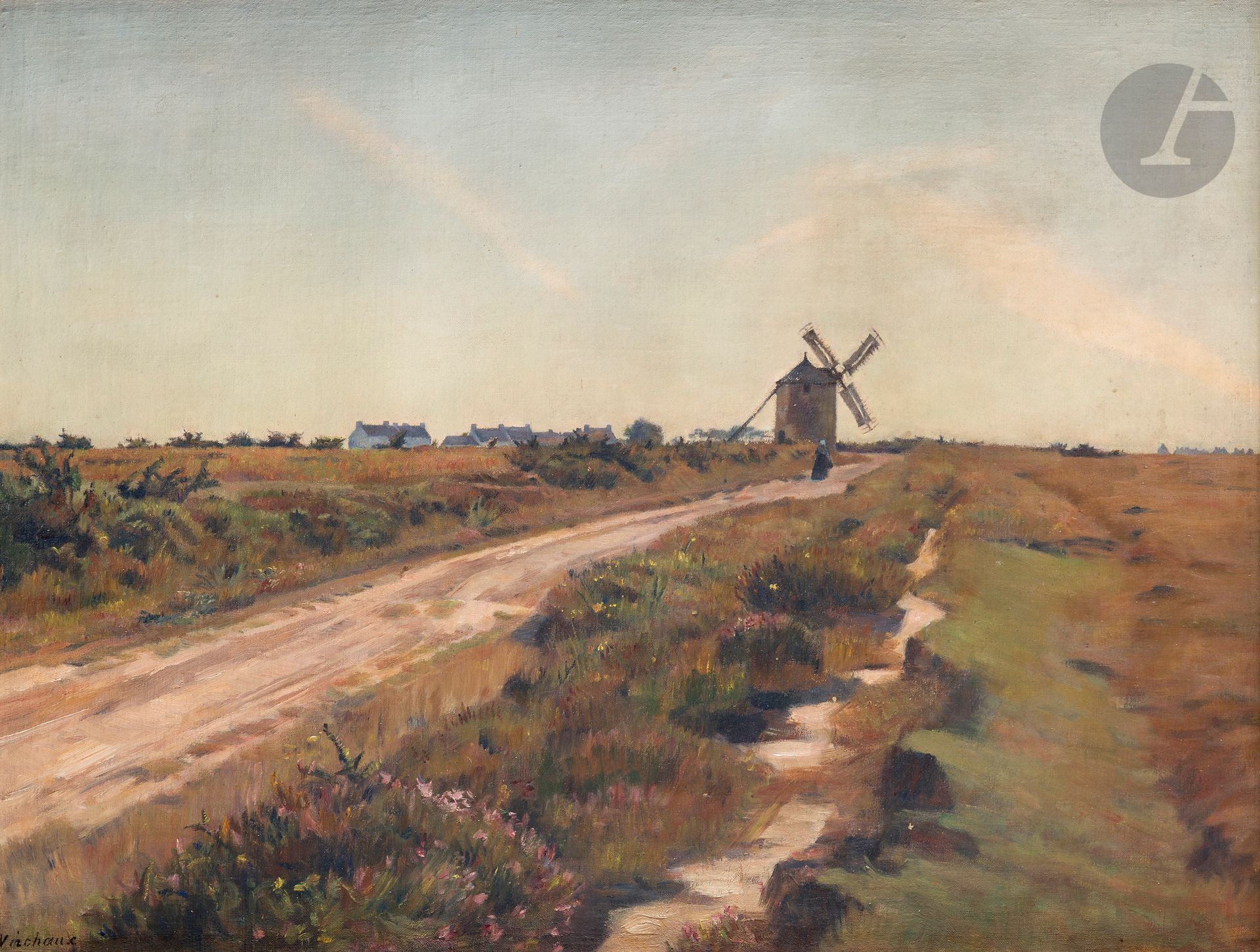 Paul VIRCHAUX (1862-1930)
Belle-Île-en-Mer, le Moulin
Huile sur toile contrecollée sur panneau.
Signée en bas à gauche.
46 x 60.5 cm