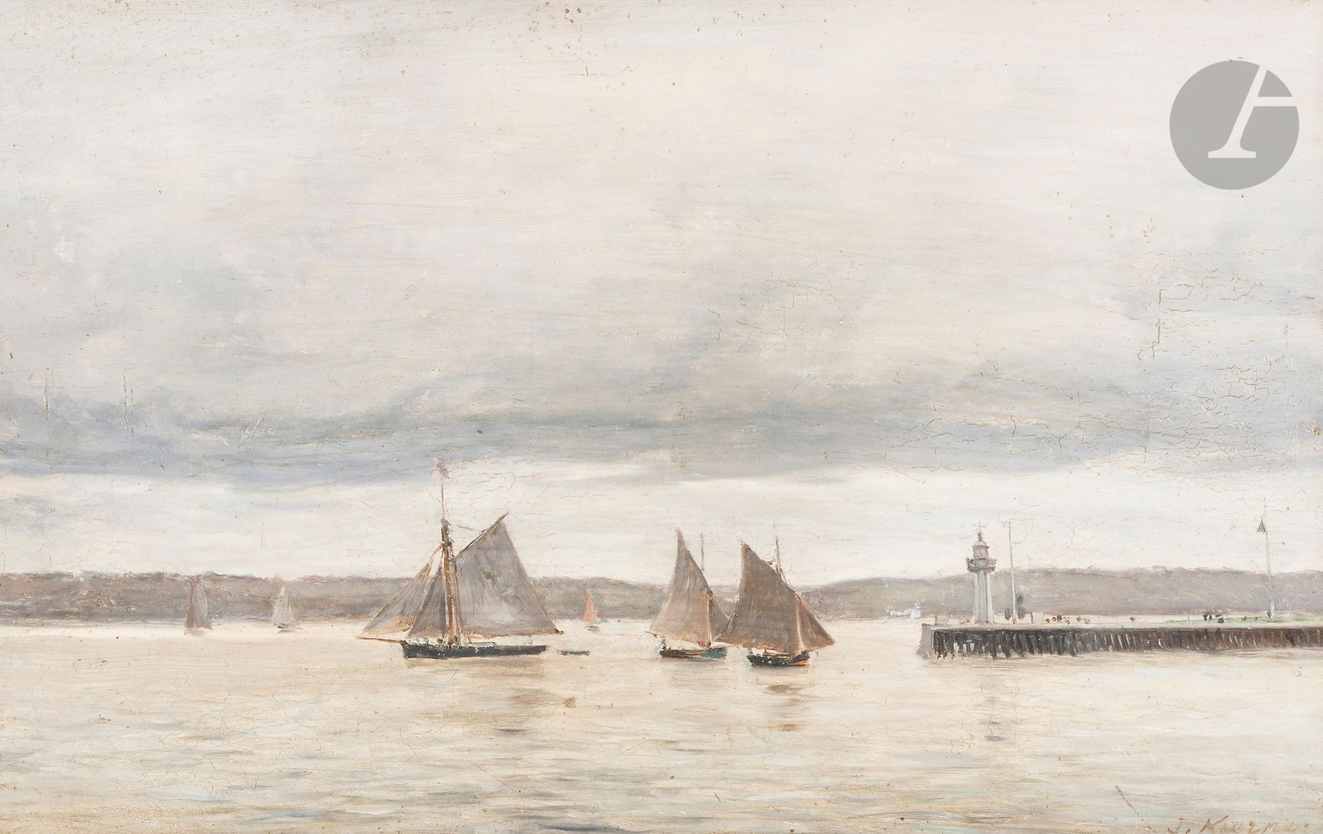Jean-Jules KOERNER (1833-1909)
Le Port du Havre
Huile sur panneau.
Signée en bas en droite.
28 x 43.5 cm