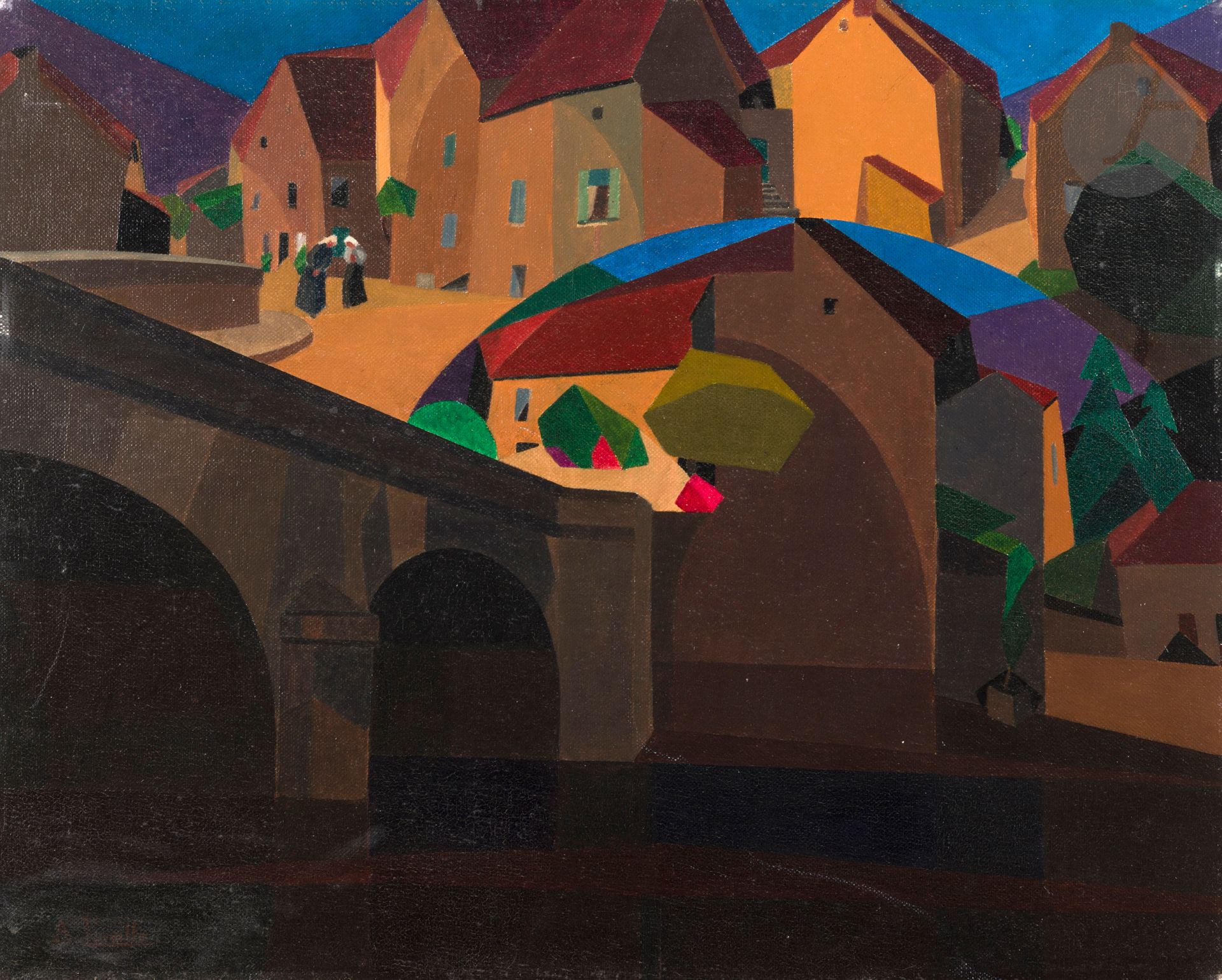 André LEVEILLE (1880-1963)
The Village Bridge
Oil on canvas.
Signed lower left.
61 x 50 cm

Provenance : 
Me Delvaux sale, Hôtel Drouot, Paris, December 19, 2003, no. 43.
