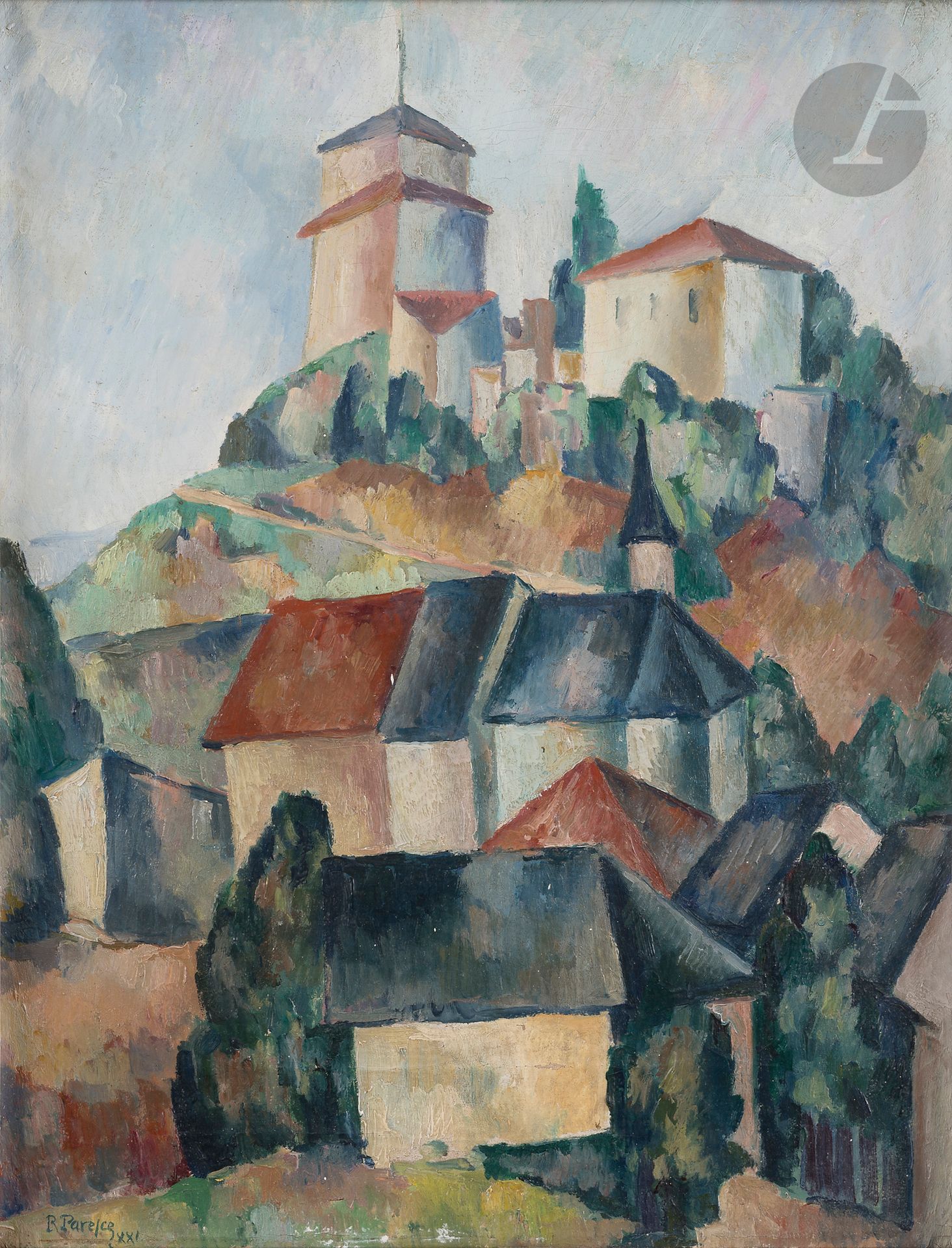 Renato PARESCE (1886-1937)
Village, 1921
Oil on canvas.
Signed and dated lower left.
34.5 x 26.5 cm