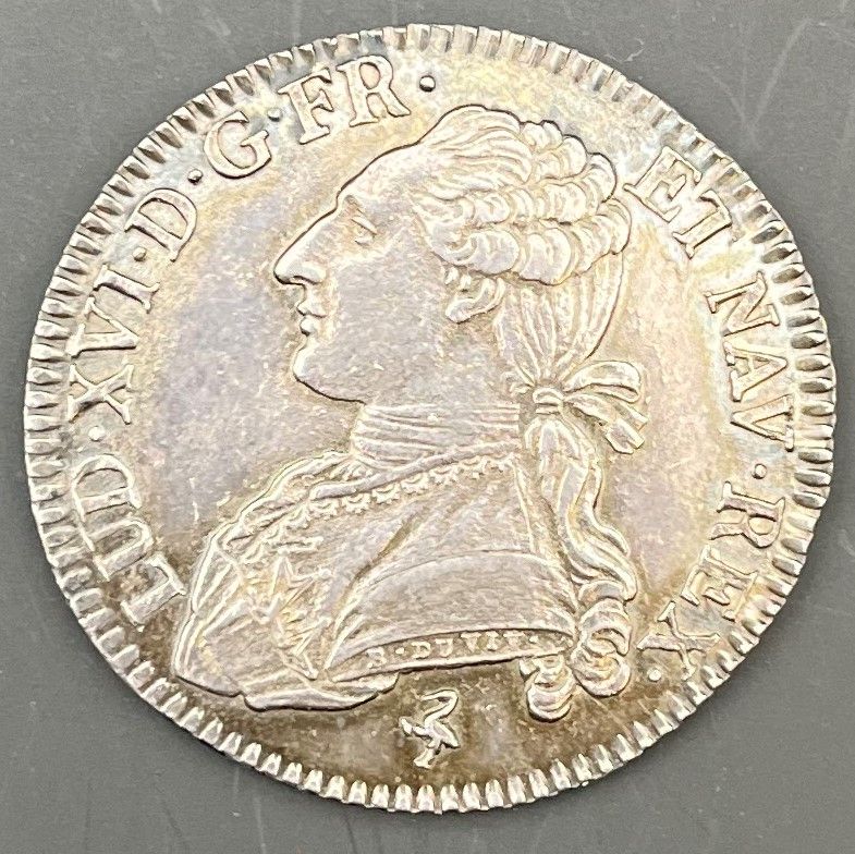 MONNAIES FRANÇAISES ROYALES EN ARGENT
 LOUIS XVI (1774-1793)
Demi-écu aux rameaux d’olivier, en argent, 1791, A=Paris.
D.1709
TTB