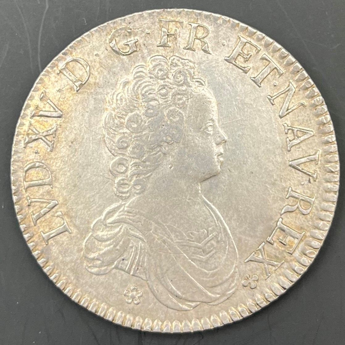 FRENCH ROYAL SILVER COINS
 LOUIS XV (1715-1774)
Ecu dit Vertugadin, silver, 1716, X=Amiens. Reformation.
D.1651A
TB+