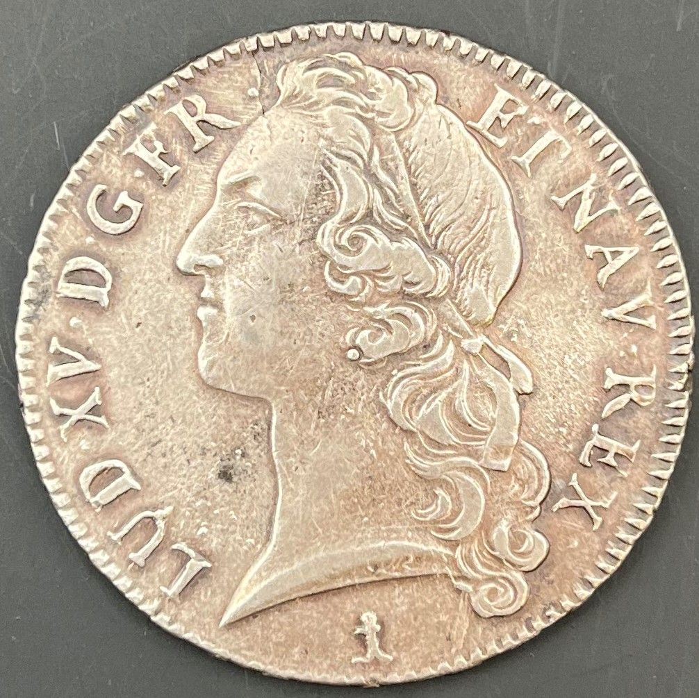 FRENCH ROYAL SILVER COINS
 LOUIS XV (1715-1774)
Ecu au bandeau, silver, 1747, N=Montpellier.
D.1680
VG+