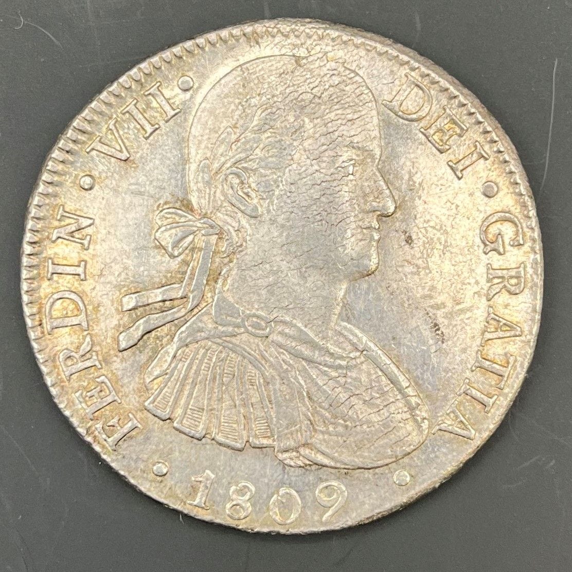 MEXIQUE.
-ROIS D’ESPAGNE.
FERDINAND VII (1808-1821). 8 réaux en argent, daté 1809, frappé à Mexico TH. KM.110
TTB