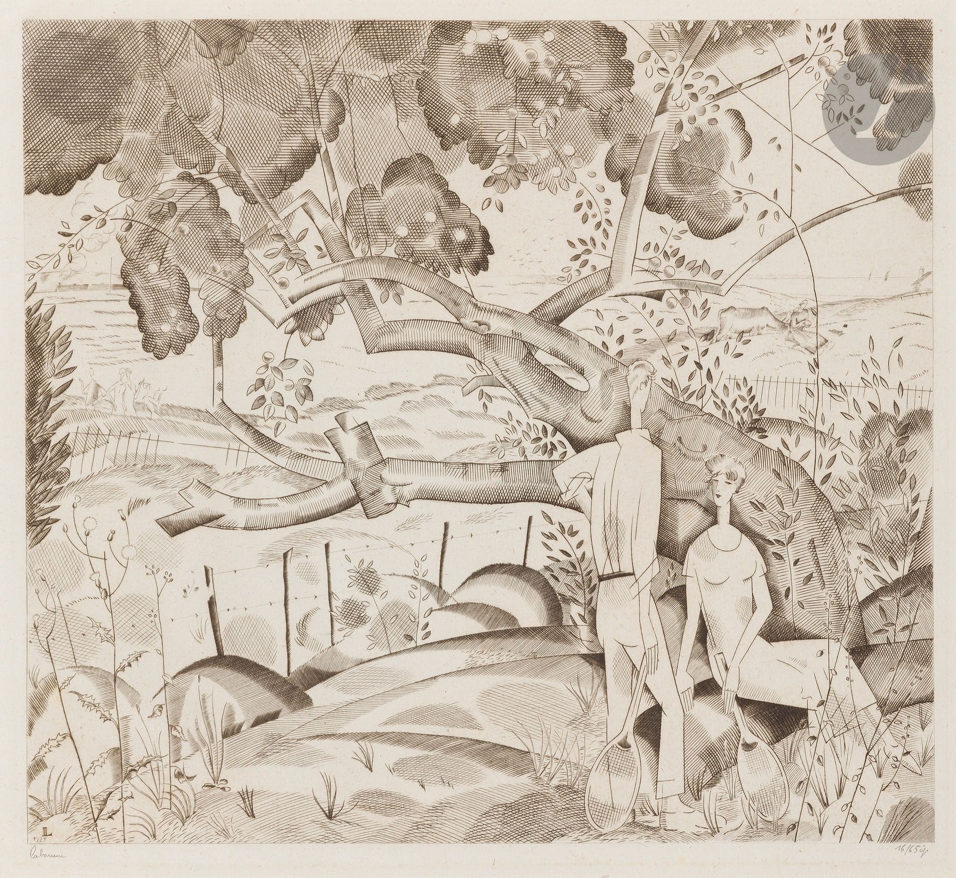 Jean-Émile Laboureur (1877-1943)
The Old Pear Tree. 1925. Burin. 280 x 257. Laboureur 293. Very fine proof on old laid paper, signed and numbered in pencil. Full margins. Edition of 65 proofs.