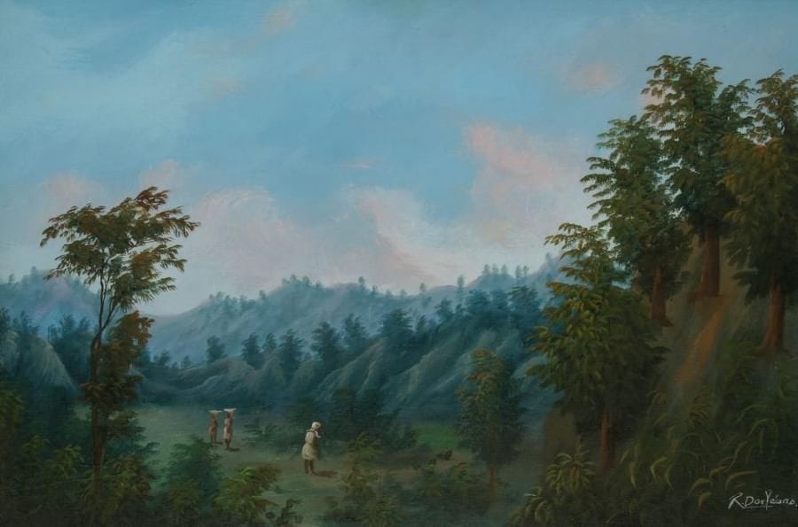 Raymond DORLEANS (né en 1948)
Paysage animé Huile sur toile. Signée en bas à droite. H: 40 x L: 60 cm