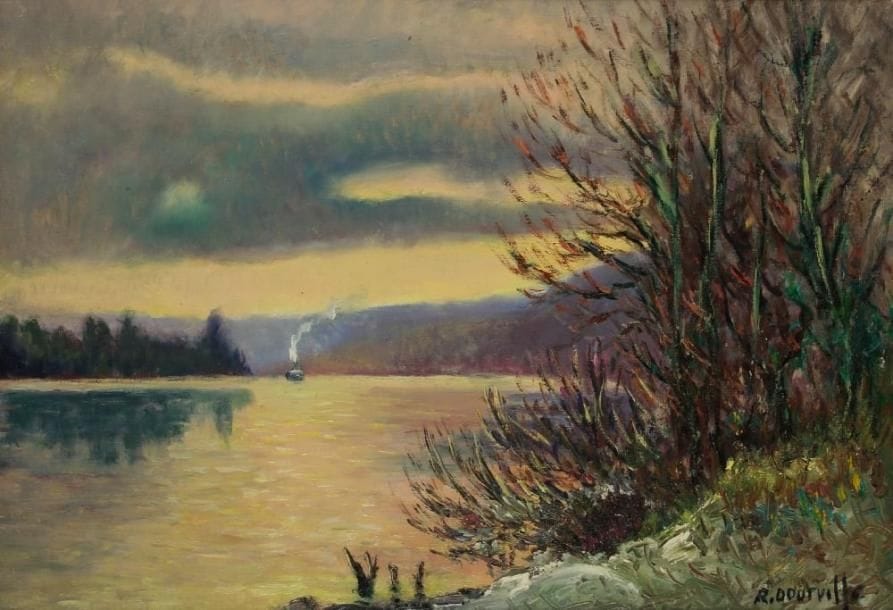 R. DOURVILLE
Bateau sur le fleuve Huile sur toile. Signée en bas à droite. Signée au dos. H: 50 x L: 73 cm