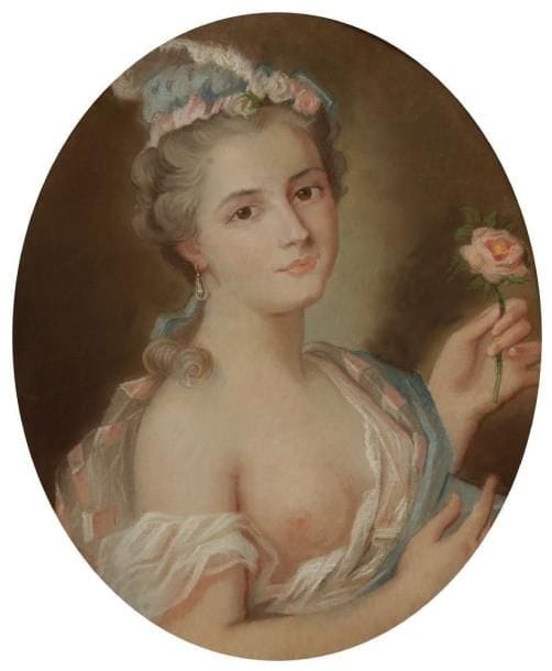École Française du XIXe siècle
Femme à la rose Pastel ovale. Non signé. H: 52,50 x L: 43,50 cm