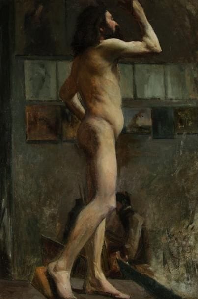 Ecole française fin XIXe siècle
Académie d'homme Huile sur toile H: 81 x L: 55 cm