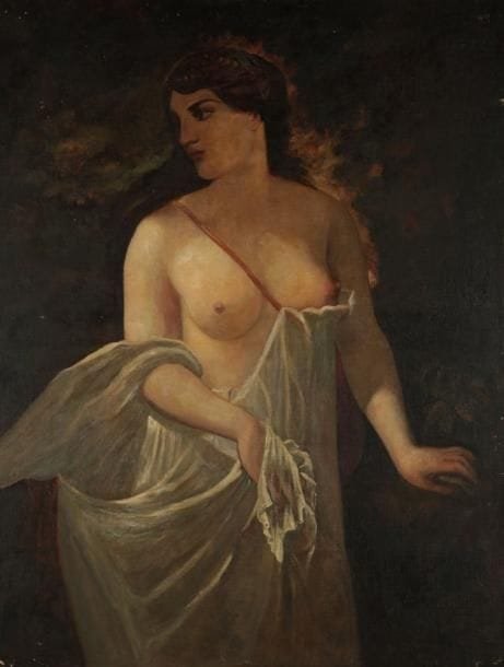 ECOLE FRANÇAISE FIN XIXe
Grâce aux seins nus Huile sur toile. Non signée. (Restaurations). H: 117 x L: 89 cm