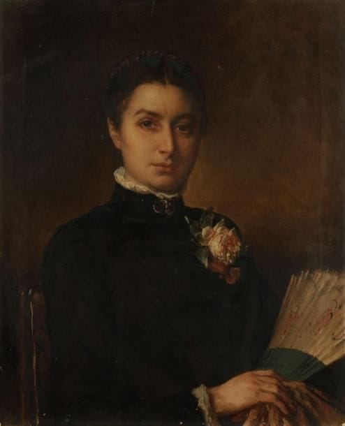 Ecole française fin XIXe siècle
Mademoiselle Alix Fesneau Huile sur toile. Marquée au dos sur le châssis: "Mademoiselle Alix Fesneau née à St Aignan France". H: 62 x L: 51 cm