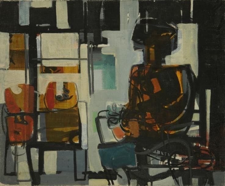 Ecole Moderne
Femme au fauteuil Huile sur toile. Non signée. H: 38 x L: 46 cm