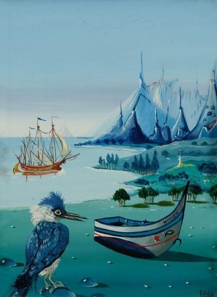 Serge Ventadour FABLO (né en 1938)
Paysage fantastique, 2003 Acrylique sur panneau. Signée en bas à droite. H: 21 x L: 15,50 cm