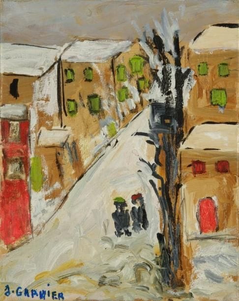 Jeanne GARNIER (née en 1919)
Rue à Montmartre Huile sur toile. Signée en gauche. H: 24 x L: 19 cm