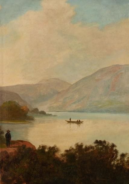 R. HERMAN
Pêcheurs sur un lac de montagne Huile sur toile. Signée en bas à droite. H: 57 x L: 43 cm