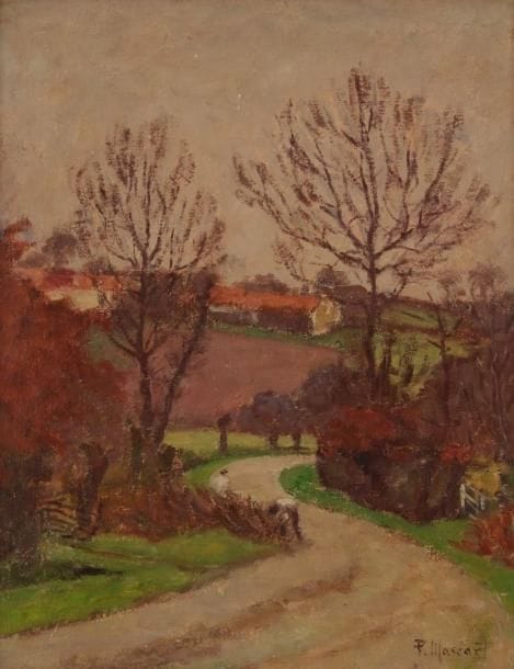 Paul MASCART (1874-1958)
Route en Vendée en hiver Huile sur isorel. Signée en bas à droite. Signée et titrée au dos. H: 40 x L: 32 cm