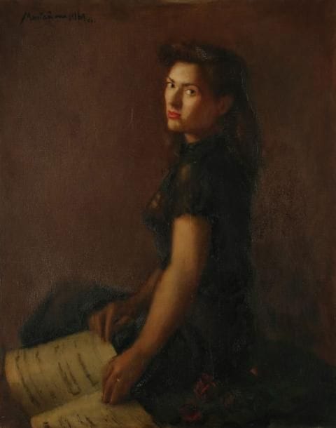 Federico MONTANANA (1928-2006)
Portrait de jeune femme à la partition Huile sur toile. Signée en haut à gauche. H: 92 x L: 73 cm