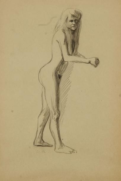 Ludovic Rodo PISSARRO (1878-1952)
Étude de jeune fille Mine de plomb. Monogrammée en bas à gauche. H: 28,50 x L: 19,50 cm