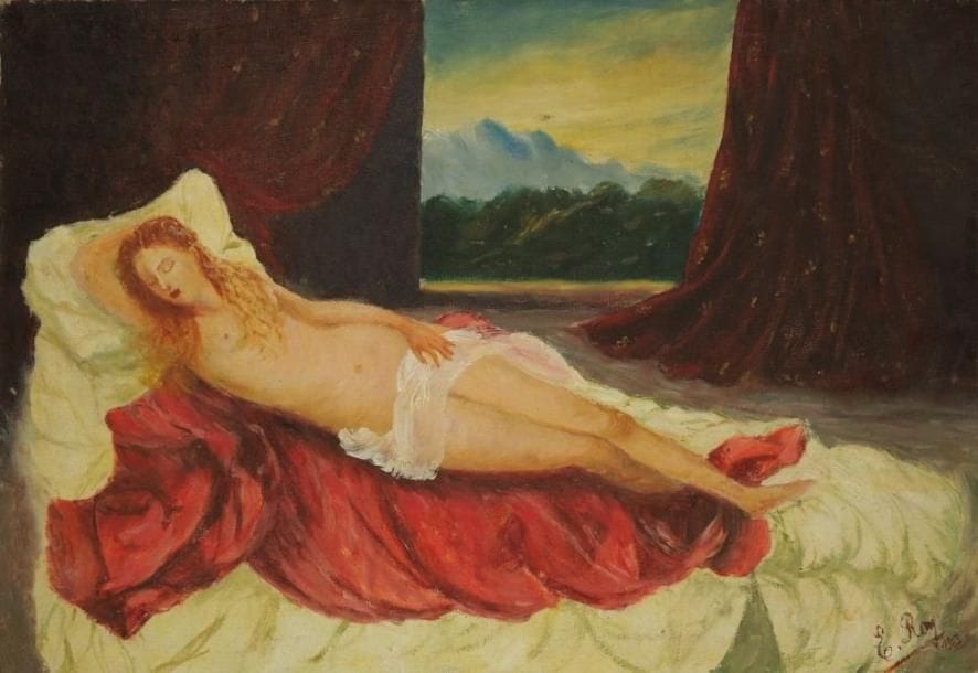 Louis ROY (XXe siècle)
Vénus, 1963 Huile sur toile. Signée et datée en bas à droite. H: 38 x L: 55 cm