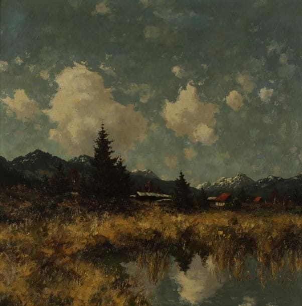 Karl SCHAETTE (1884-1951)
Paysage de Suisse Huile sur toile. Signée en bas à gauche. (Petites restaurations). H: 80 x L: 80 cm