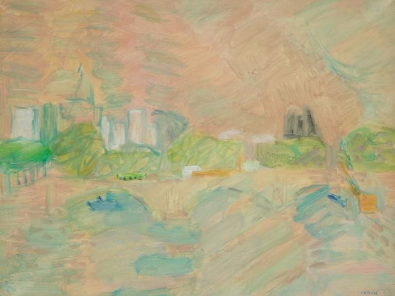 Véronique VERON (née en 1927)
Paris, la Seine au pont de l'Alma Huile sur papier contrecollé sur toile. Signée en bas à droite. H: 50 x L: 64 cm