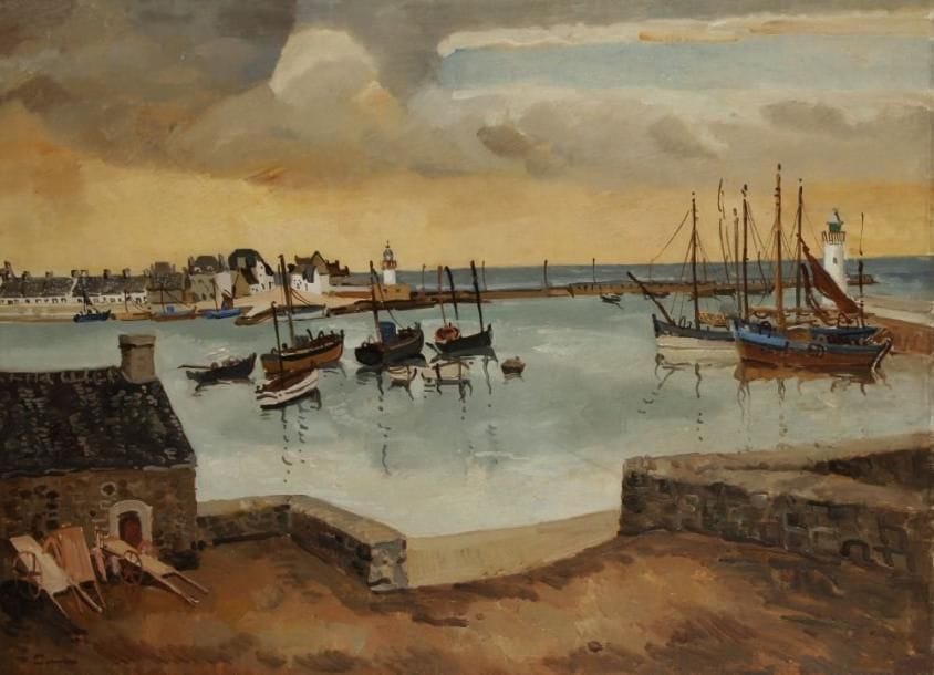 Edmond CERIA (1884-1955)
Port de pêche en Bretagne Huile sur toile. Signée en bas à gauche. (Un petit trou en haut à droite). H: 60 x L: 81 cm