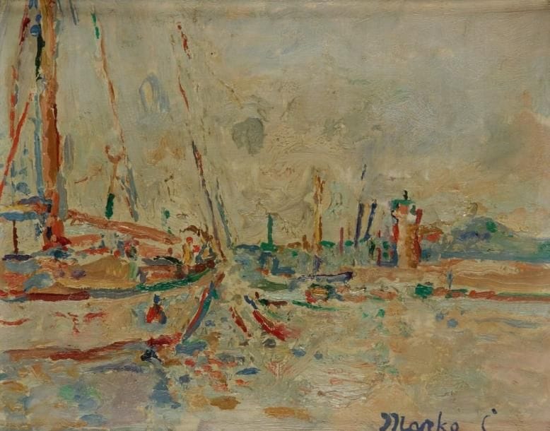 Marko CELEBONOVITCH dit MARKO [serbe] (1902-1986)
Entrée du port de Saint-Tropez Huile sur toile. Signée en bas à droite. H: 19,5 x L: 24 cm