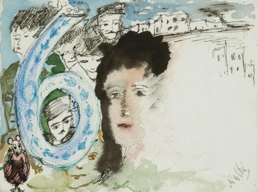 Zvy MILSHTEIN (né en 1934)
Visages au chiffre 6 Encre et aquarelle. Signée en bas à droite. H: 15 x L: 20 cm