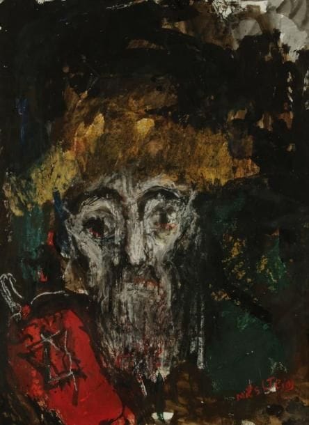 Zvy MILSHTEIN (né en 1934)
Visage de vieil homme Technique mixte. Signée en bas à droite. H: 56 x L: 41 cm