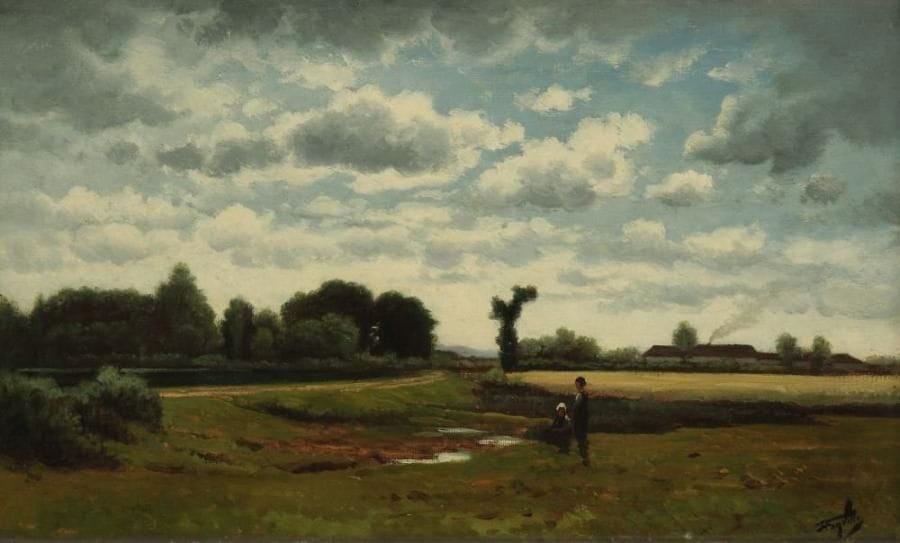 Horace Antoine FONVILLE (1832-1914)
Paysage de campagne Huile sur toile. Signée en bas à droite. (Restaurations). H: 25 x L: 40 cm