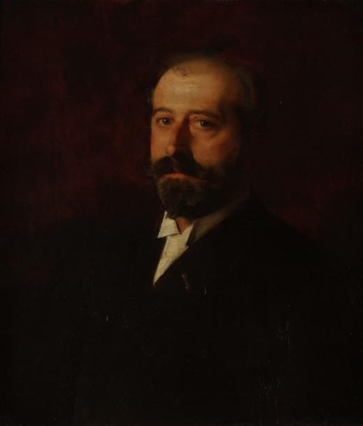 Charles GIRON (1850-1914)
Autoportrait, 1889 Huile sur toile. Signée en haut à droite. Datée en haut à gauche. Charles Giron, dont le portrait existe par John Singer Sargent, pose ici avec le ruban de la Légion d'Honneur, obtenue en 1888. H: 75 x L: 64 cm
