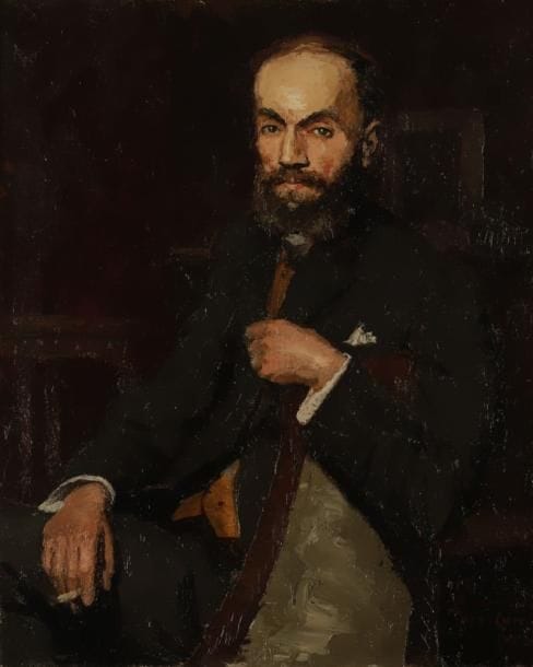 Georges-Henri CARRE (1878-1945)
Portrait d'Auguste Pierret, 1917 Huile sur toile. Signée, datée et dédicacée en bas à droite. H: 73 x L: 60 cm