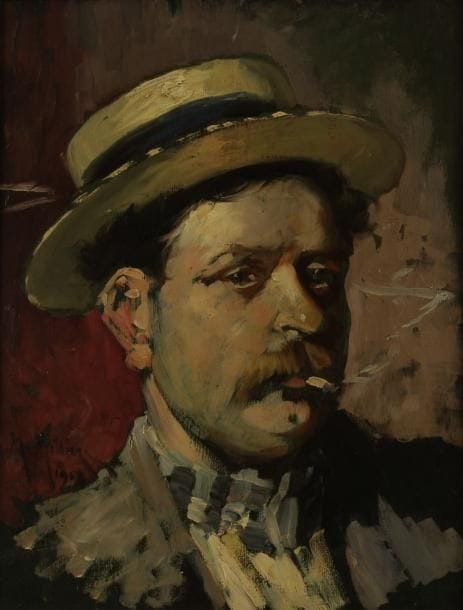 Maurice MILLIÈRE (1871-1946)
Portrait d'homme, 1901 Huile sur panneau. Signée et datée en bas à gauche. H: 35 x L: 27 cm