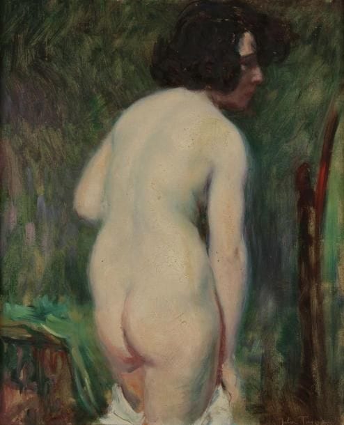 TAVERNIER (1879-?)
Femme nue de dos Huile sur carton. Signée en bas à droite. H: 45 x L: 37 cm