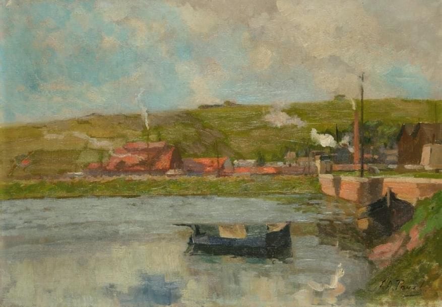 Elie Anatole PAVIL (1873-1944)
Bord de rivière Huile sur toile. Signée en bas à droite. (Craquelures). H: 38 x L: 55 cm