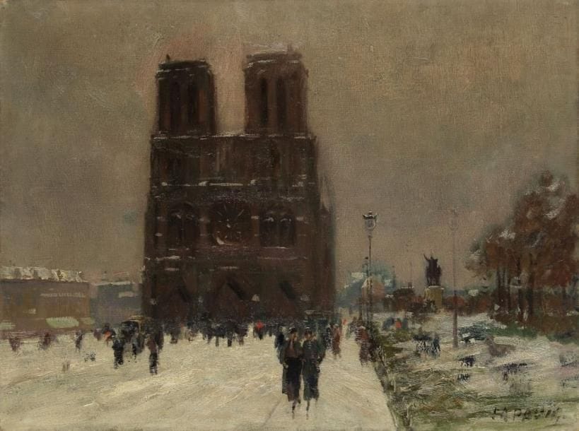 Elie Anatole PAVIL (1873-1944)
Paris, Notre-Dame en hiver Huile sur toile. Signée en bas à droite. (Restaurations). H: 46 x L: 61 cm