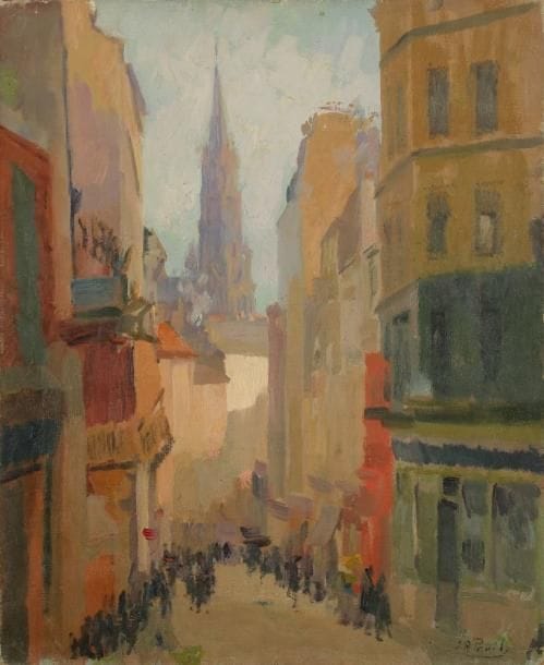 Elie Anatole PAVIL (1873-1944)
Rue de Paris Huile sur toile. Signée en bas à droite. H: 61 x L: 50 cm