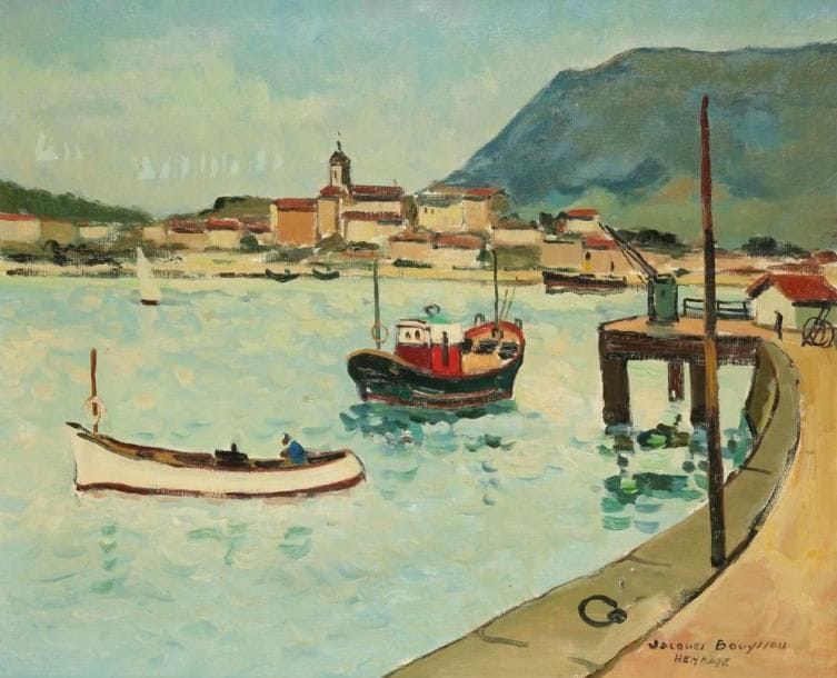 Jacques BOUYSSOU (1926-1997)
Hendaye Huile sur toile. Signée et titrée en bas à droite. H: 46 x L: 55 cm