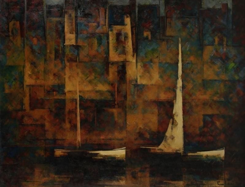 Fernand ELIE (1906-?)
Honfleur Huile sur isorel. Signée en bas à droite. Signée et titrée au dos. H: 89 x L: 116 cm
