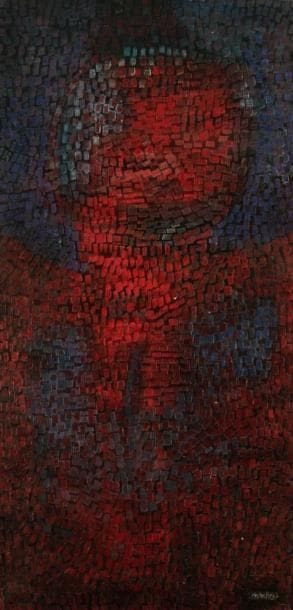 Pierre MANTRA (né en 1935)
Personnage, vers 1970 Huile sur toile. Signée en bas à droite. H: 100 x L: 50 cm
