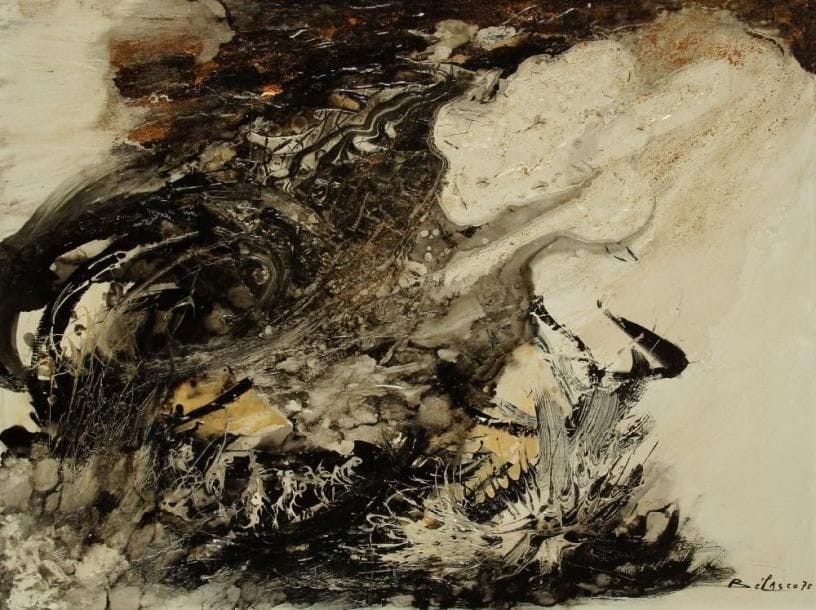 Albert BELASCO (né en 1938)
Au coeur de l'orage, 1975 Acrylique sur toile. Signée et datée en bas à droite. H: 60 x L: 80 cm