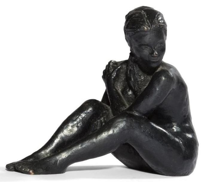 Yvonne DELACOU (XXe siècle)
Rozein Bronze à patine verte. Signé et numéroté 1/8. Cachet du fondeur Capelli. H: 19 cm